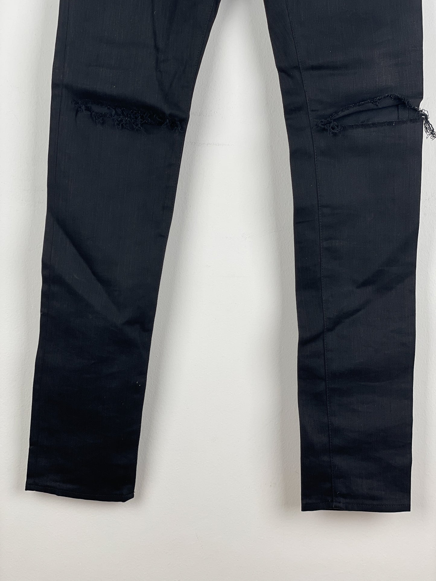 Saint Laurent D02 Distressed Knife-Cut Coated Denim Jeans