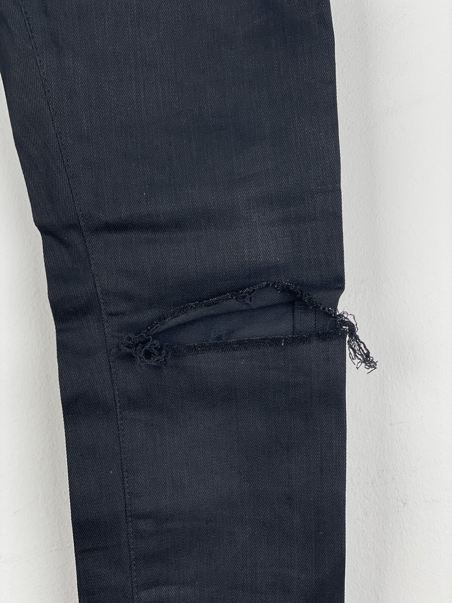 Saint Laurent D02 Distressed Knife-Cut Coated Denim Jeans