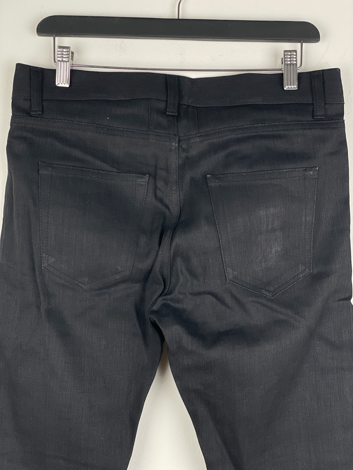 Saint Laurent D02 Distressed Knife-Cut Coated Denim Jeans