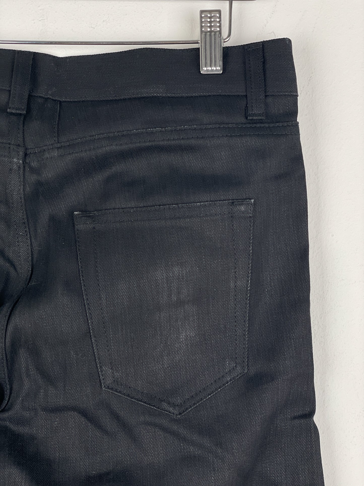 Saint Laurent D02 Distressed Knife-Cut Coated Denim Jeans
