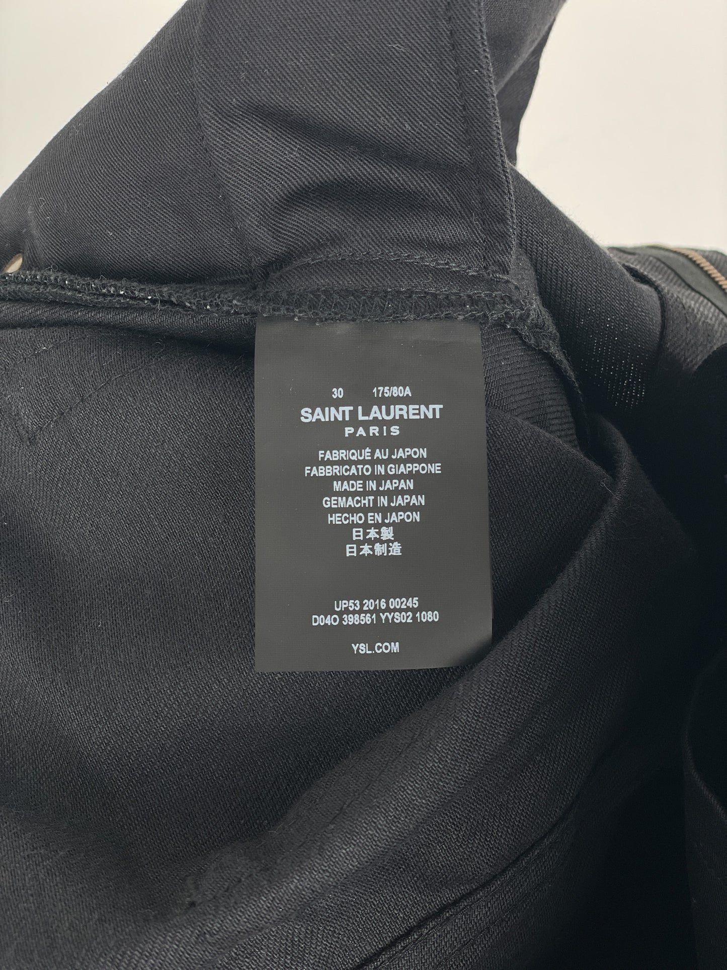 Saint Laurent D02 Distressed Knife-Cut Coated Denim Jeans