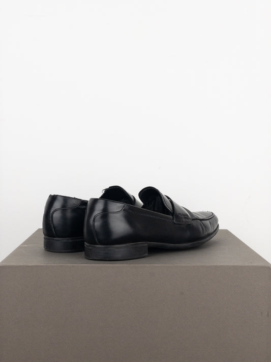 Prada 2000s Black Leather Penny Loafers