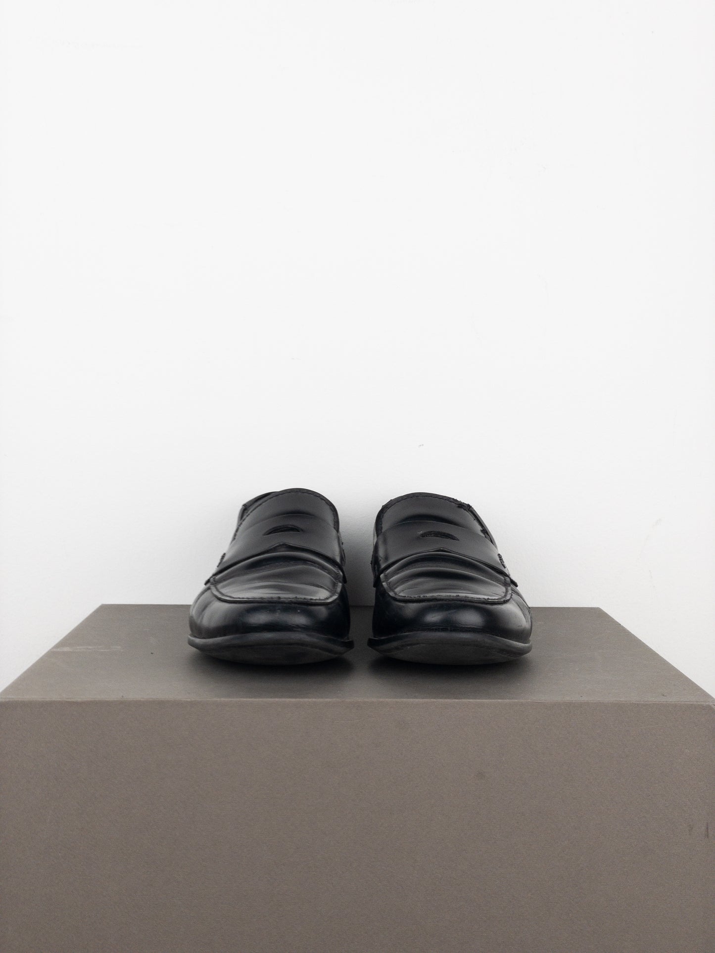 Prada 2000s Black Leather Penny Loafers