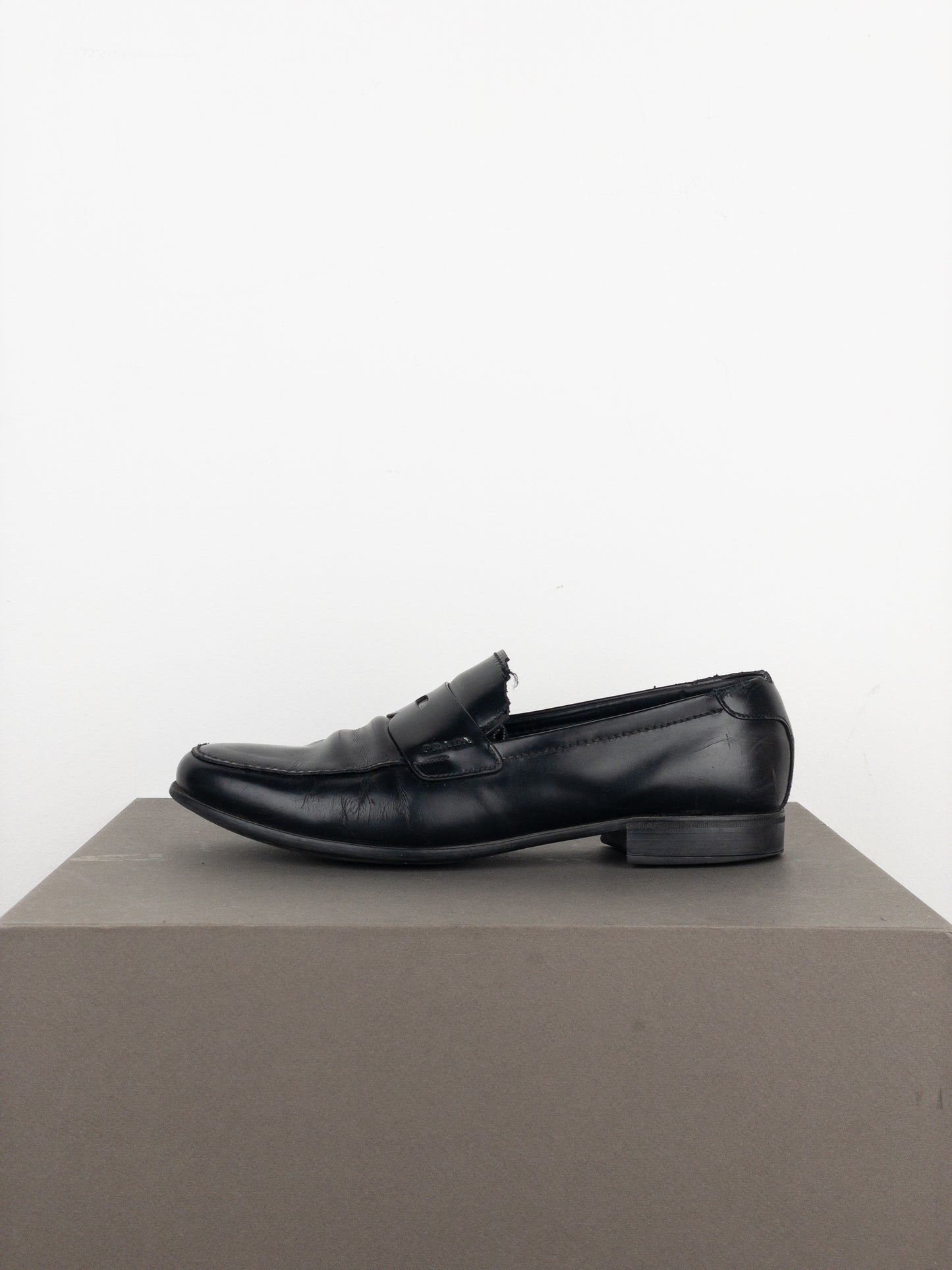 Prada 2000s Black Leather Penny Loafers