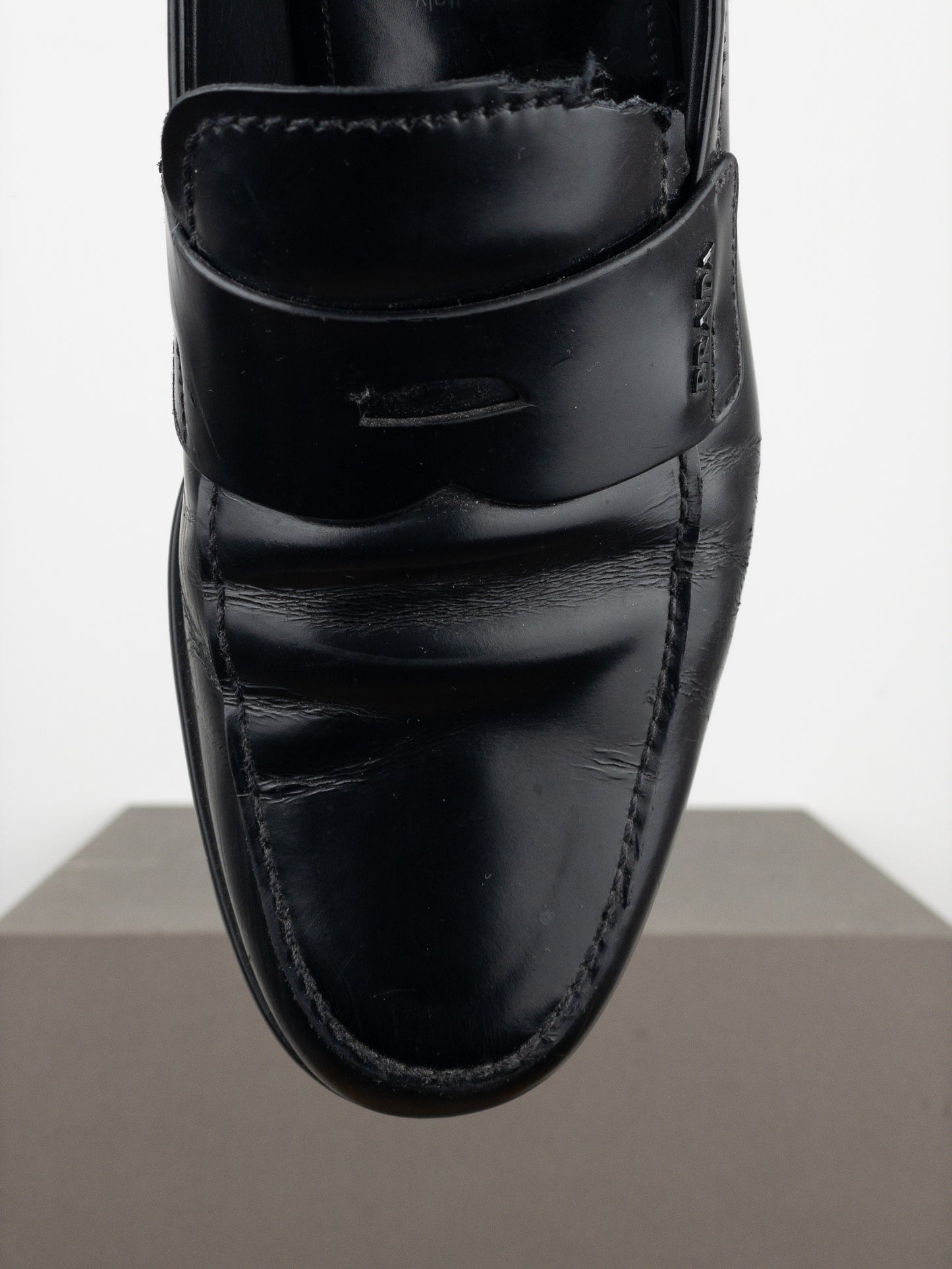 Prada 2000s Black Leather Penny Loafers