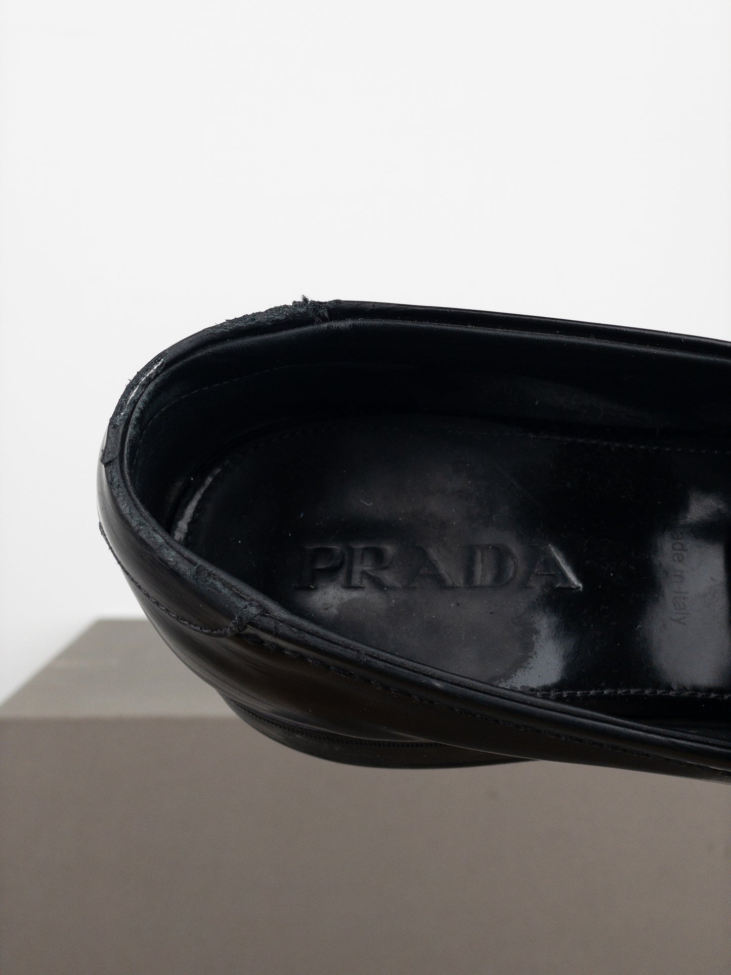 Prada 2000s Black Leather Penny Loafers