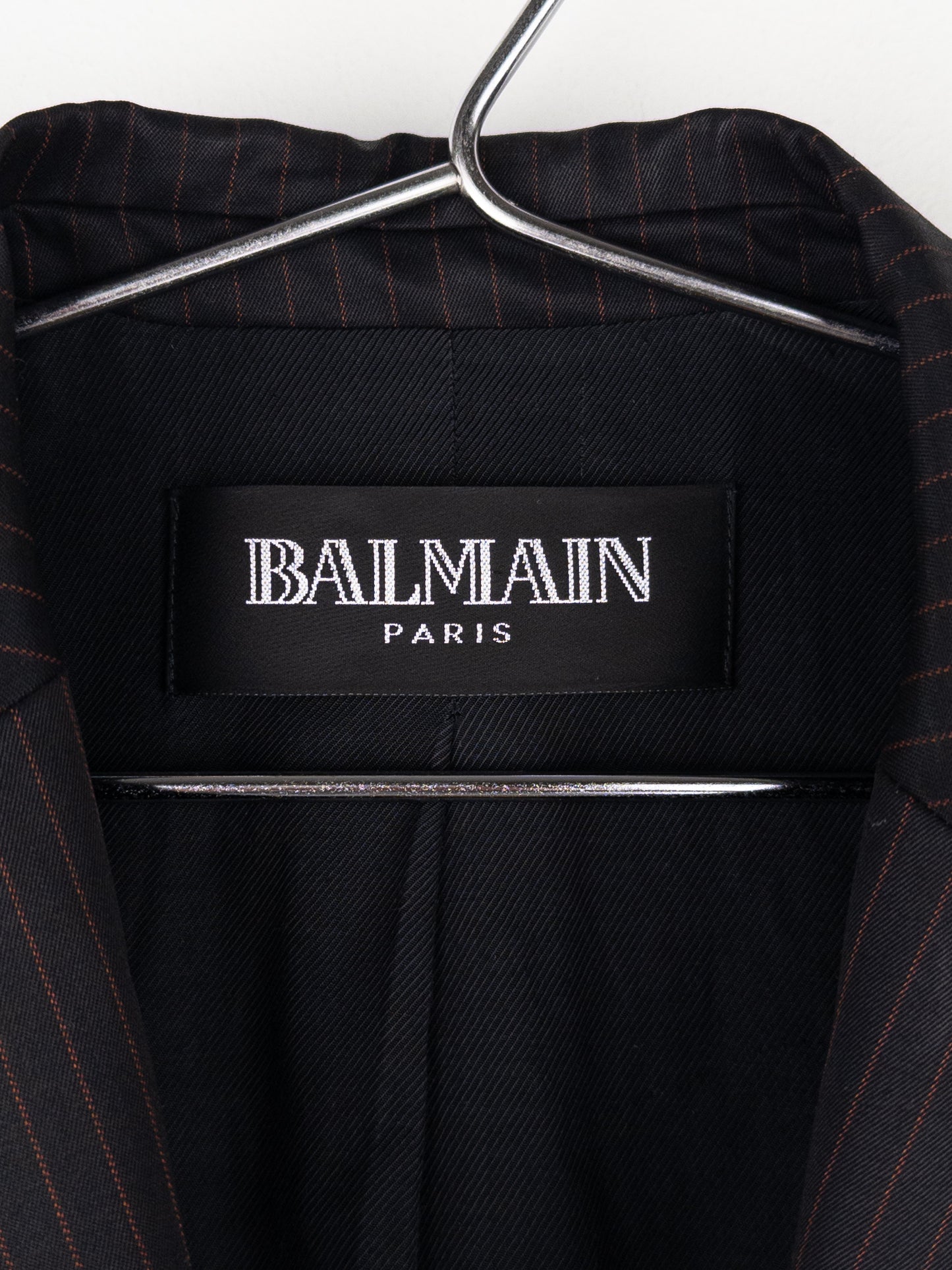 Balmain by Decarnin SS11 Safety Pin Embroidered Crest Badge Pinstripe Blazer