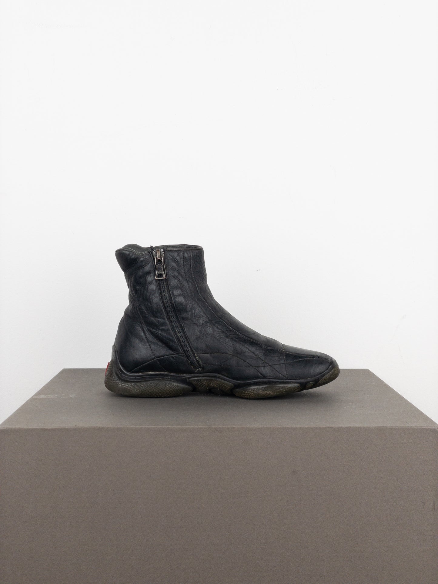 Prada AW99 Square Toe Biker Moto Sports Ankle Boots