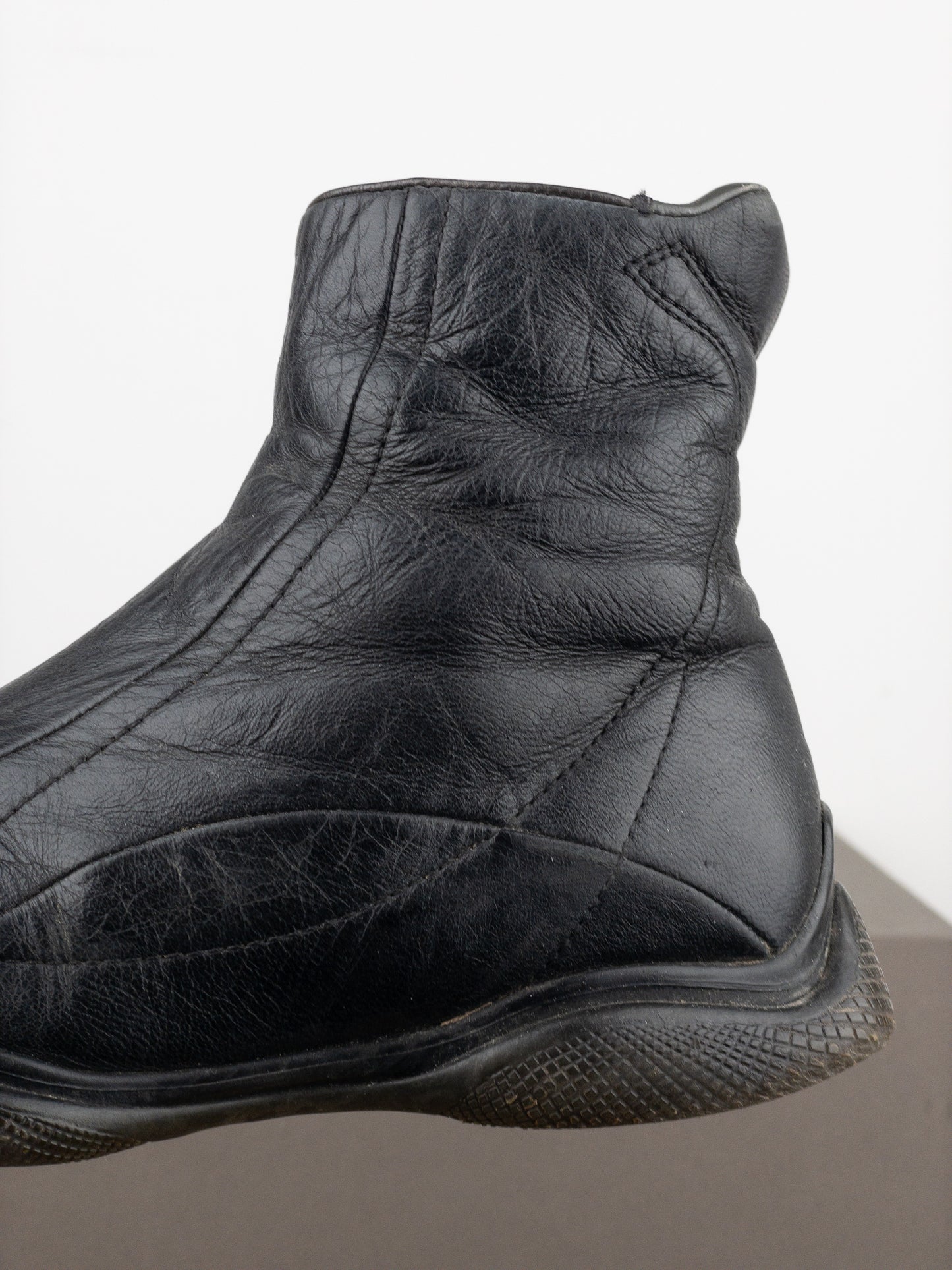 Prada AW99 Square Toe Biker Moto Sports Ankle Boots