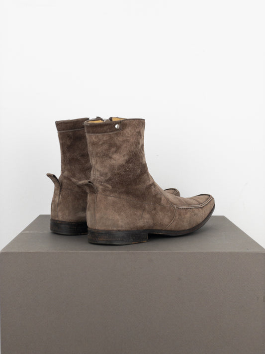 Yves Saint Laurent Rive Gauche by Tom Ford 1990s Suede Zip Ankle Boots