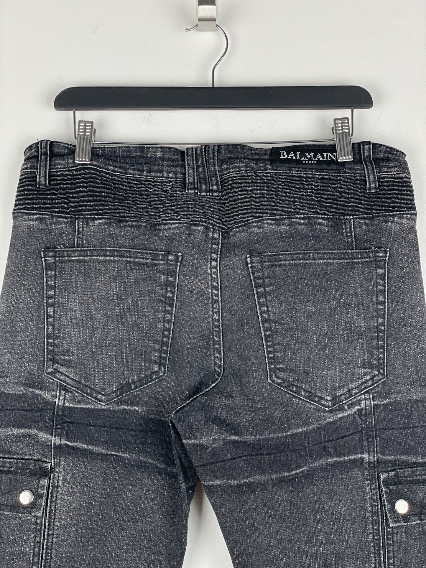 Balmain Bondage-Strap Biker Denim Jeans
