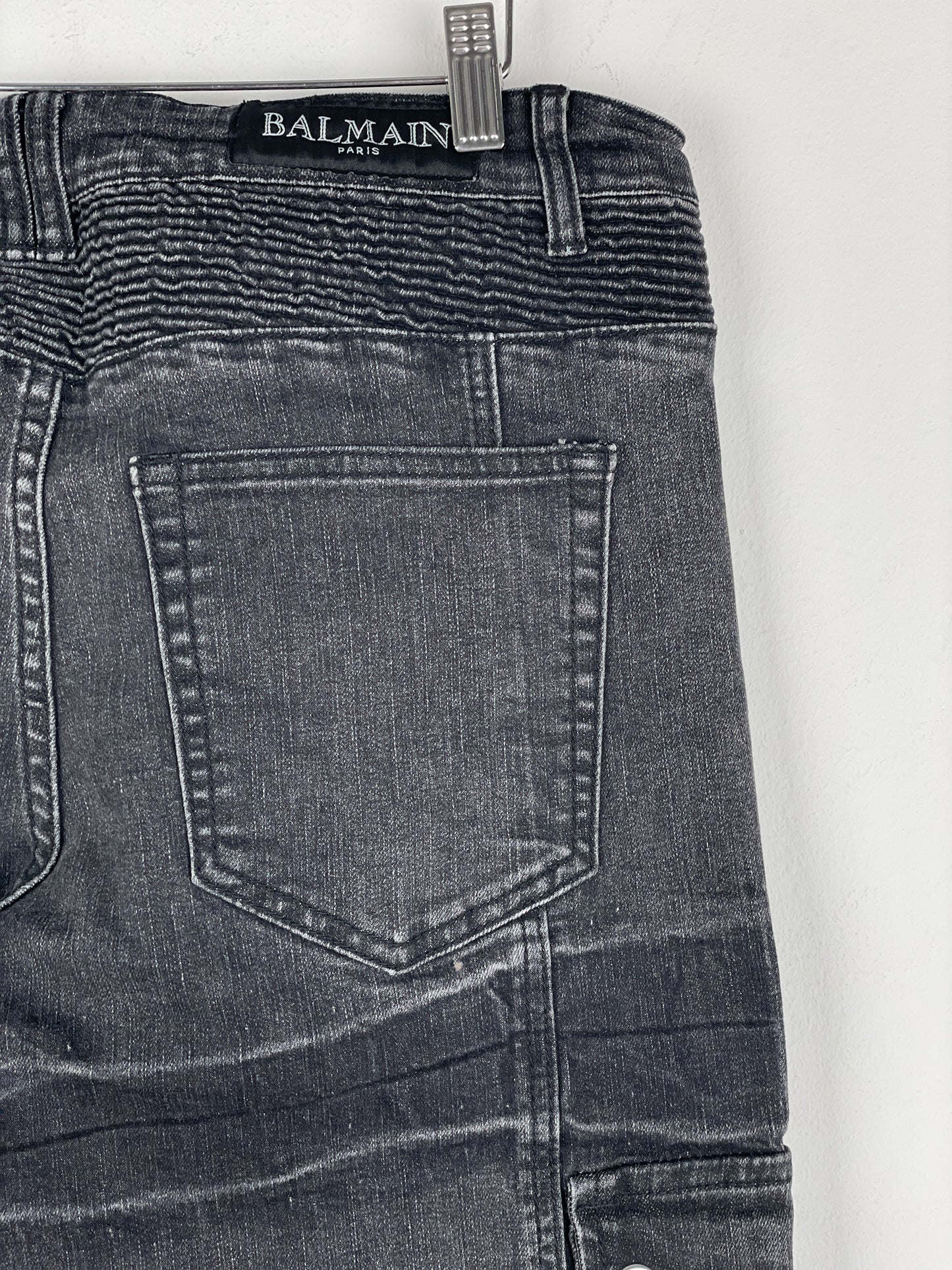 Balmain Bondage-Strap Biker Denim Jeans