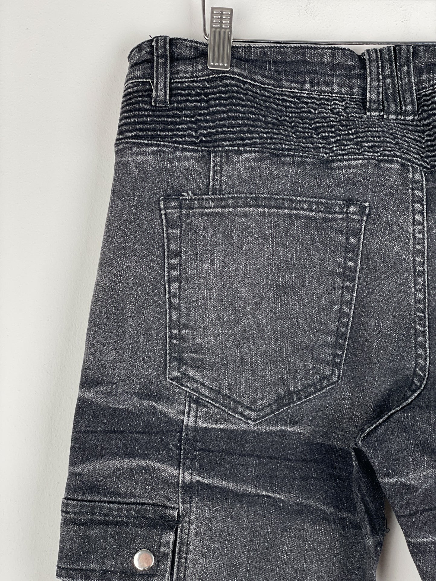 Balmain Bondage-Strap Biker Denim Jeans