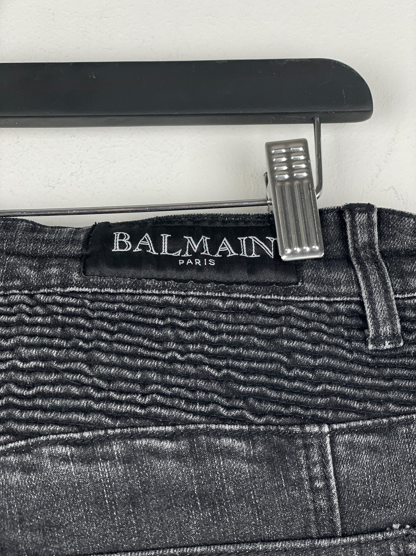 Balmain Bondage-Strap Biker Denim Jeans