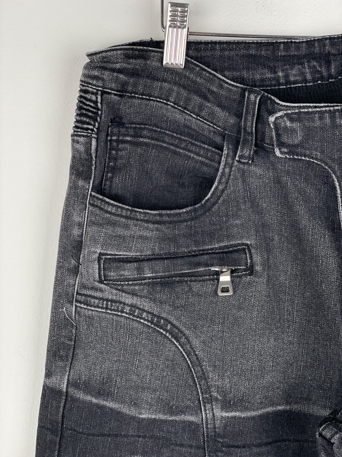 Balmain Bondage-Strap Biker Denim Jeans