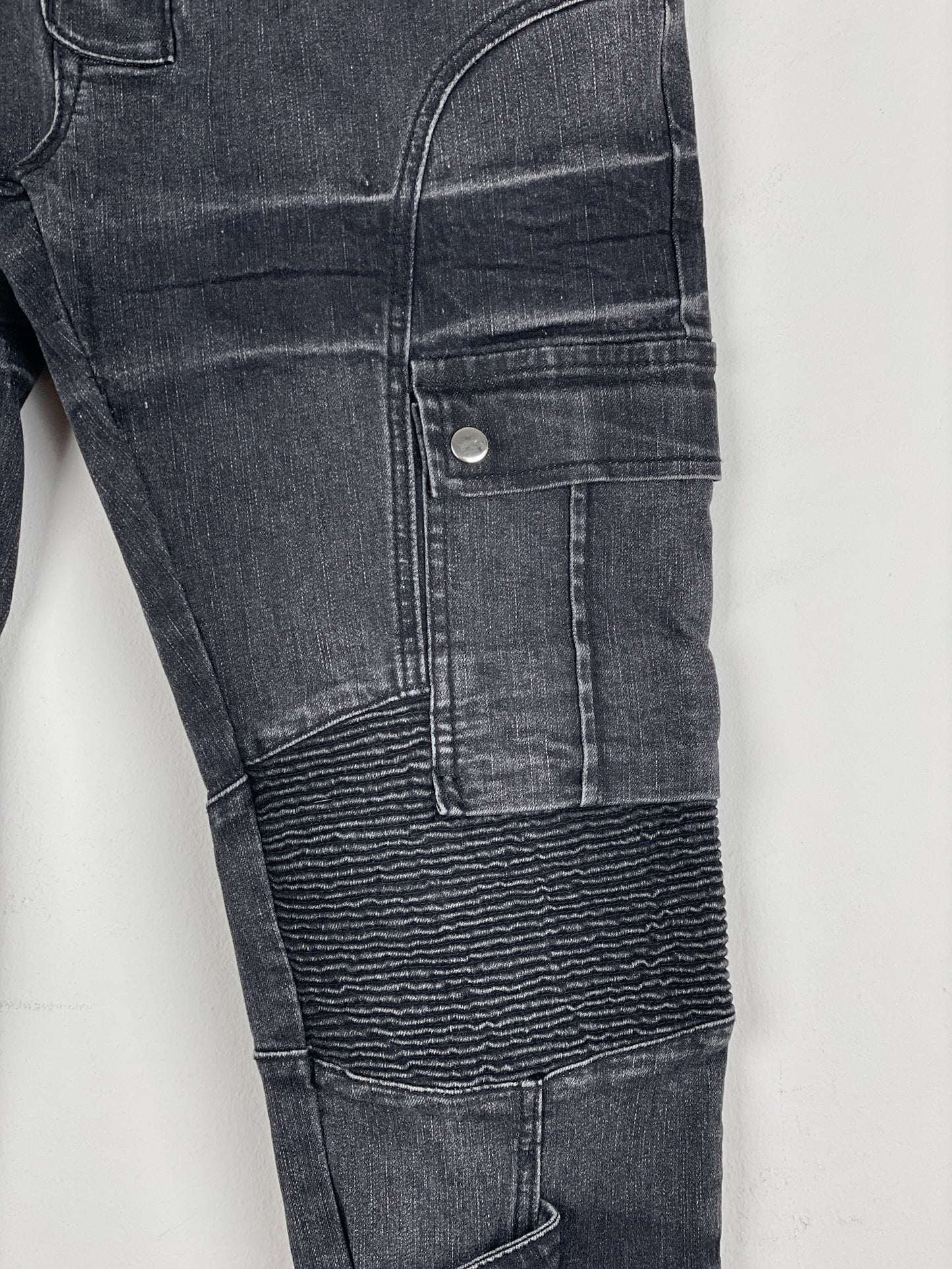 Balmain Bondage-Strap Biker Denim Jeans