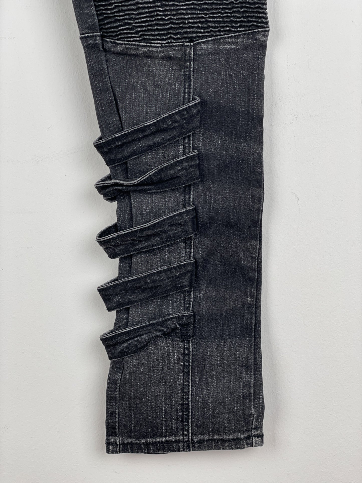 Balmain Bondage-Strap Biker Denim Jeans