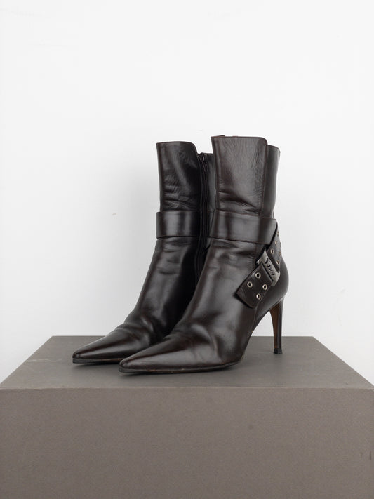 Dior by Galliano SS02 ‘Street Chic’ Buckle Ankle Heel Boots