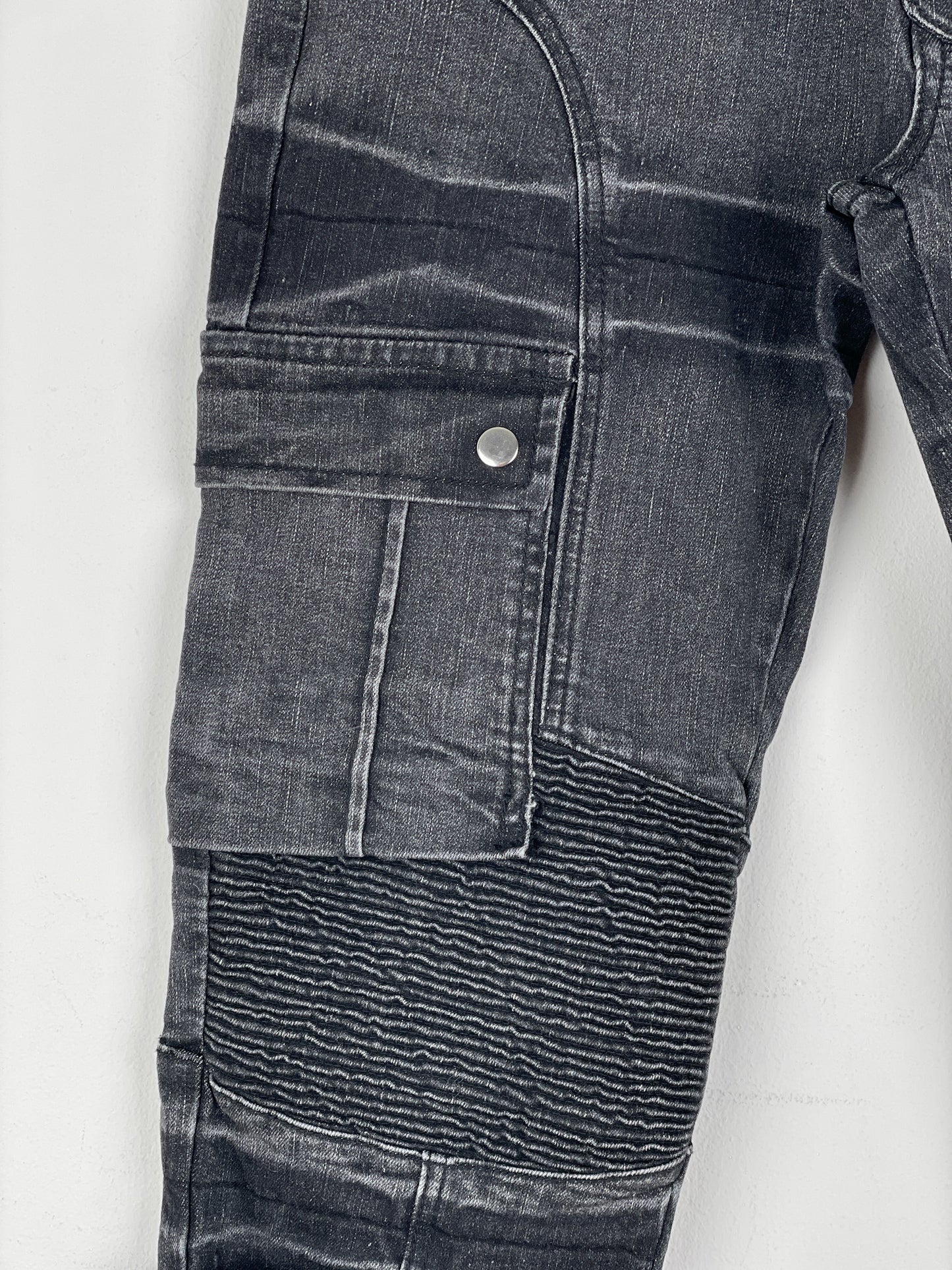 Balmain Bondage-Strap Biker Denim Jeans