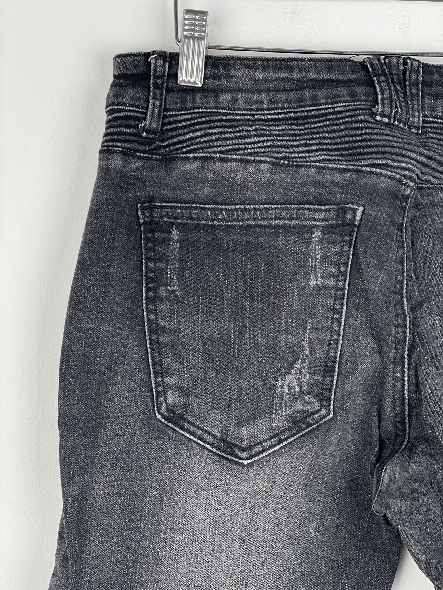 Balmain Repaired Biker Denim Jeans