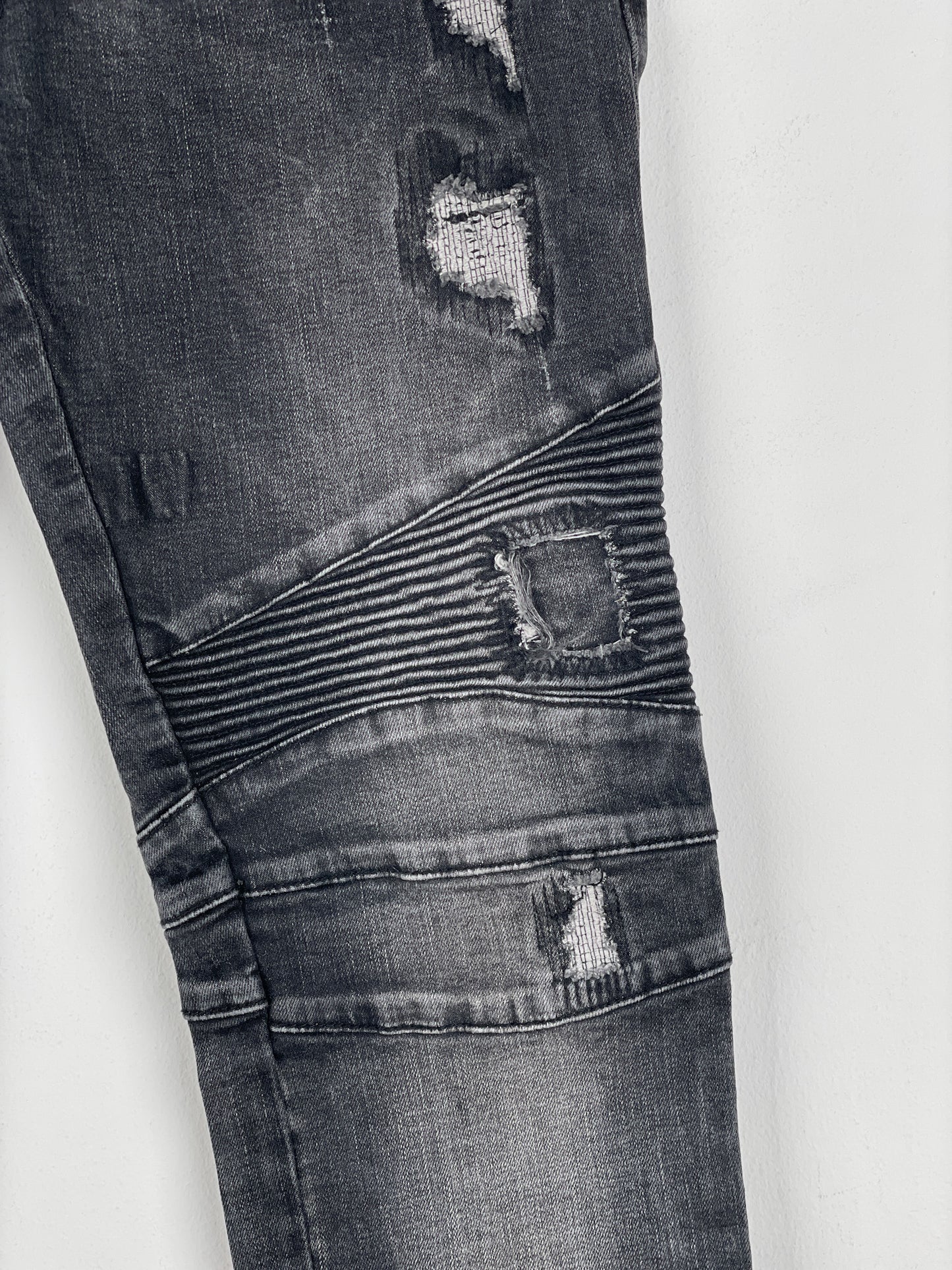Balmain Repaired Biker Denim Jeans