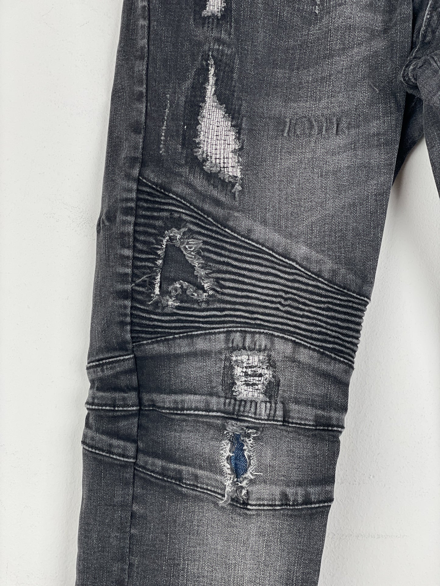 Balmain Repaired Biker Denim Jeans
