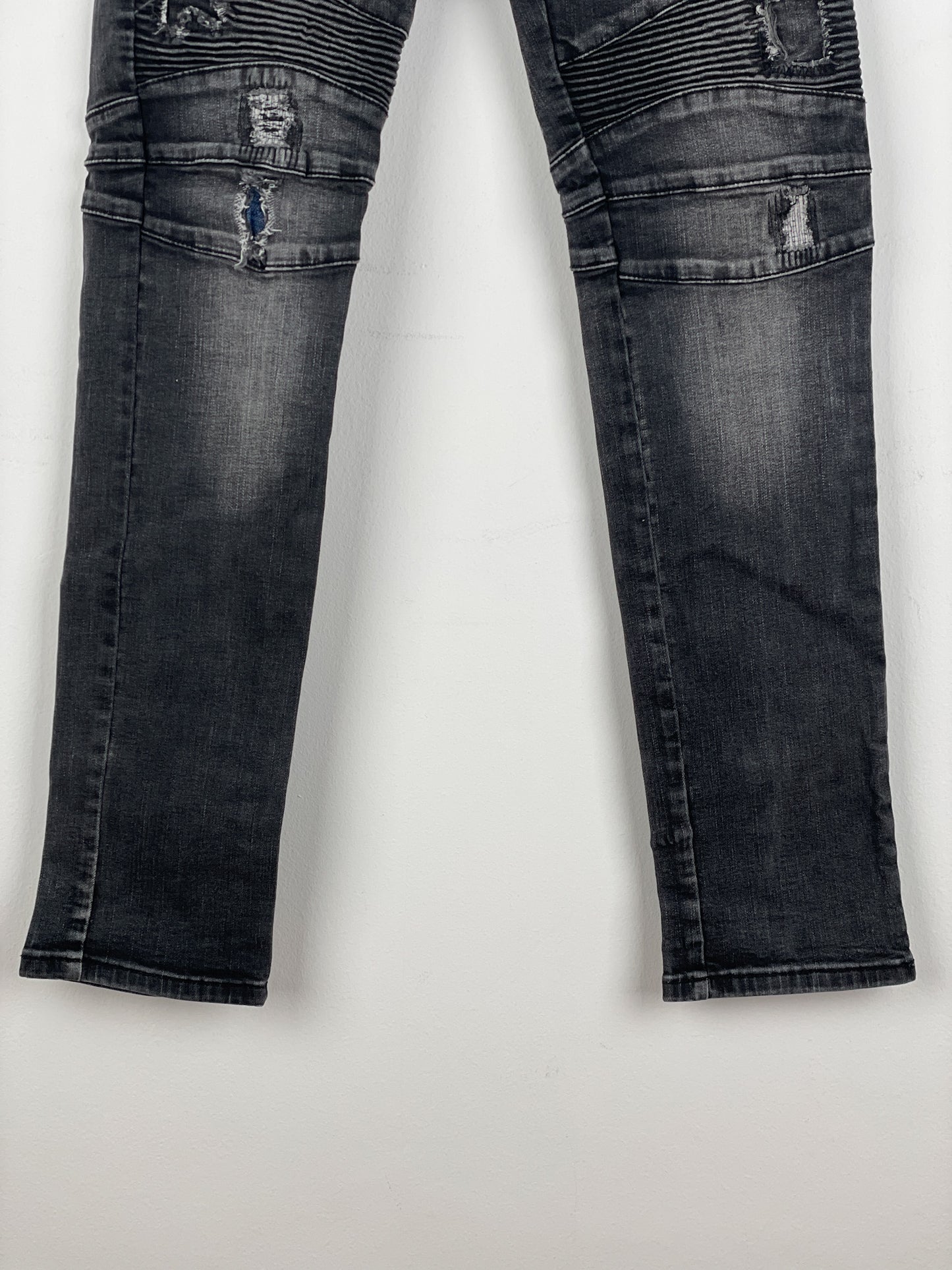 Balmain Repaired Biker Denim Jeans
