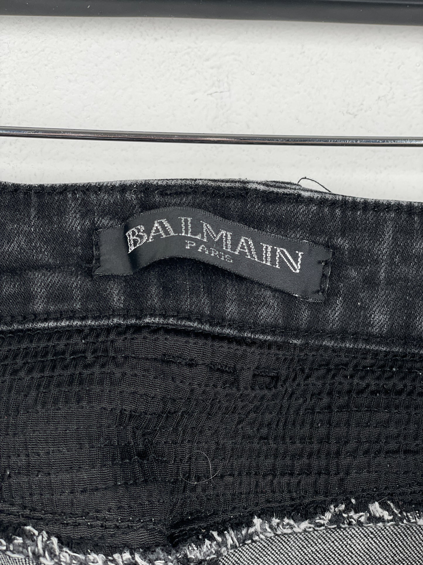 Balmain Repaired Biker Denim Jeans