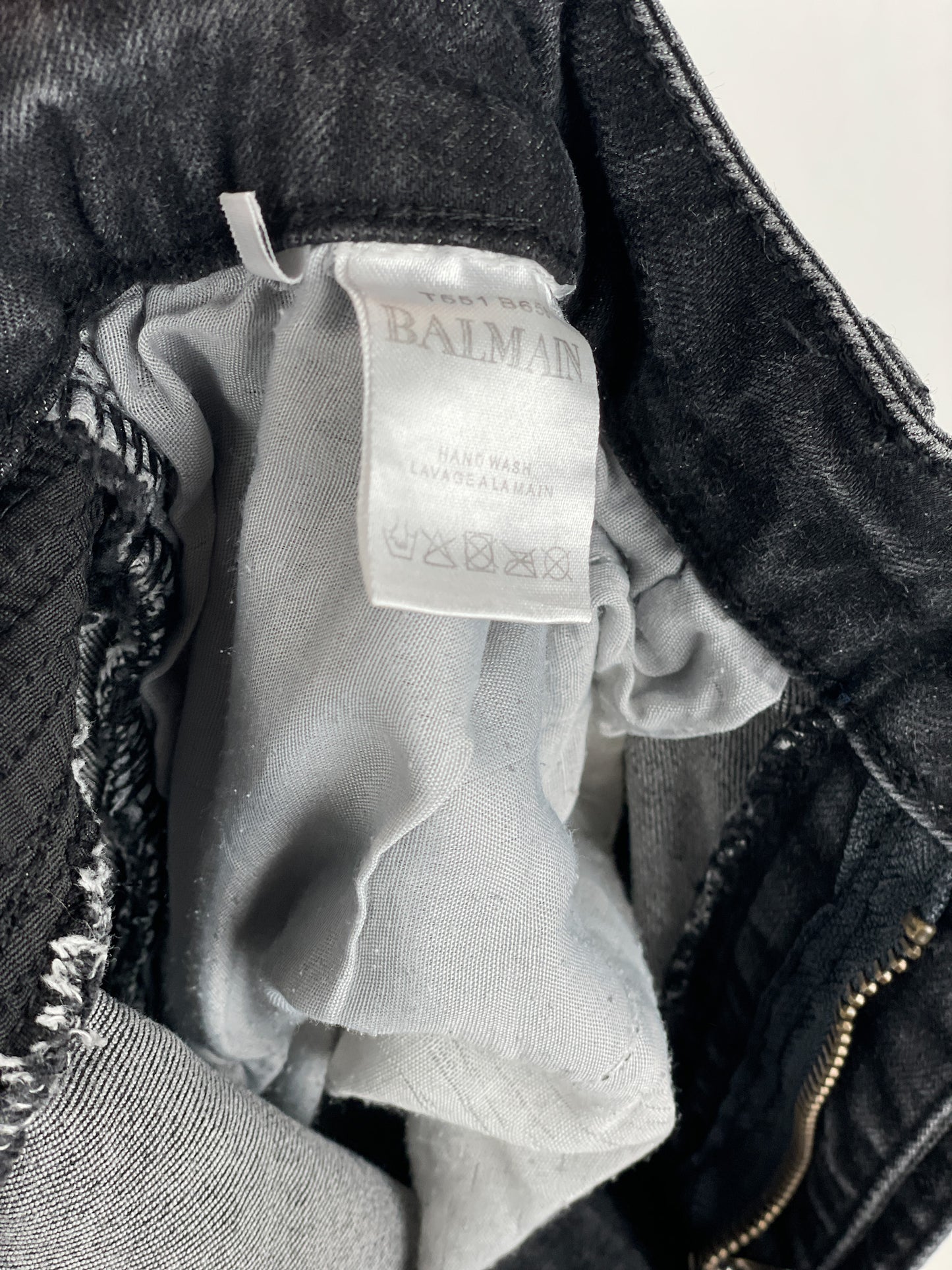 Balmain Repaired Biker Denim Jeans