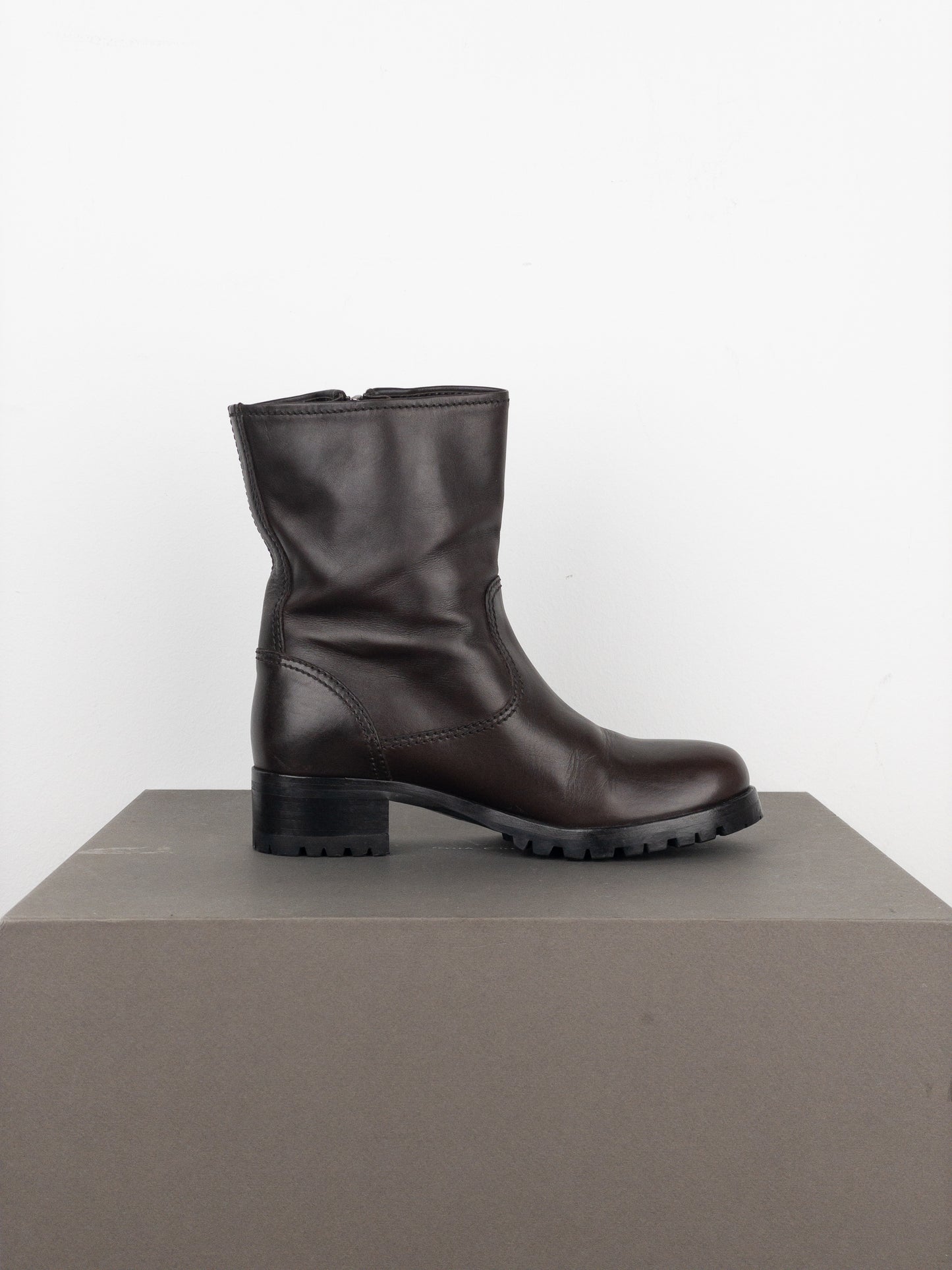 Prada AW99 Lugsole Biker Ankle Work Boots