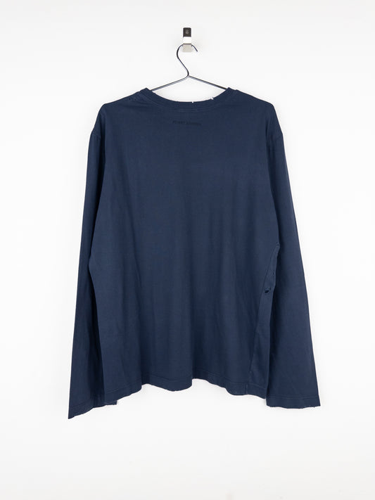 Balmain by Olivier Rousteing 2010s Distressed Henley Button Longsleeve Shirt