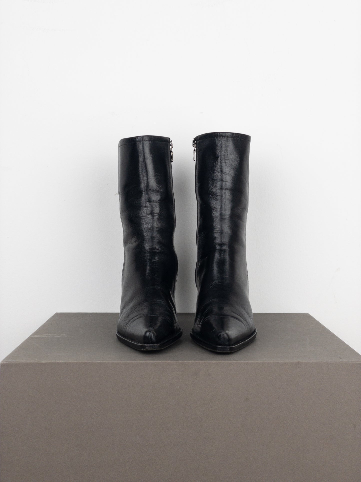 Prada 2000s Pointed-Toe Western Ankle Heel Boots