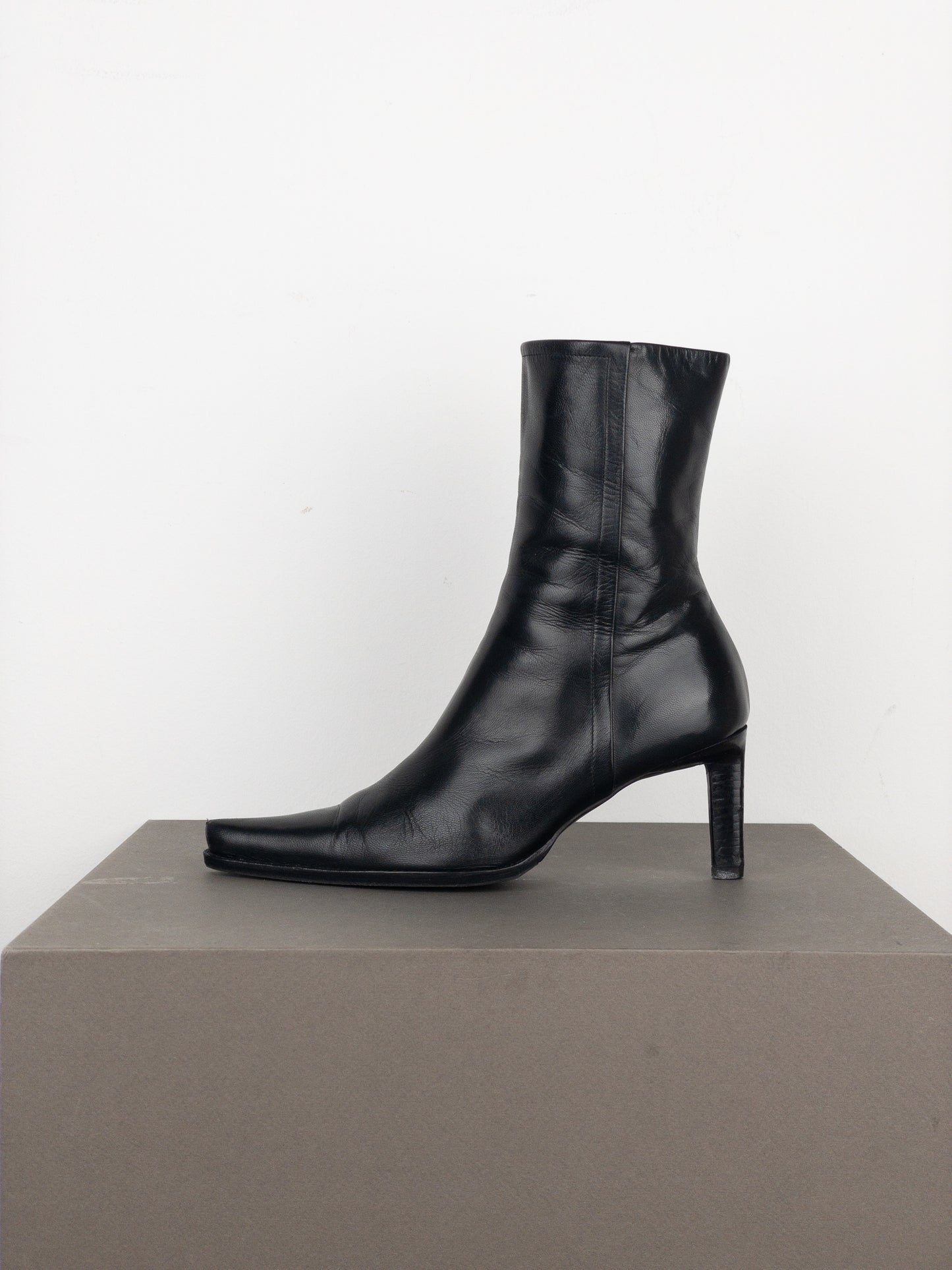 Prada 2000s Pointed-Toe Western Ankle Heel Boots