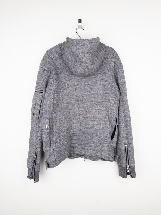 Balmain by Olivier Rousteing 2010s Double-Zip Biker Hoodie Jacket