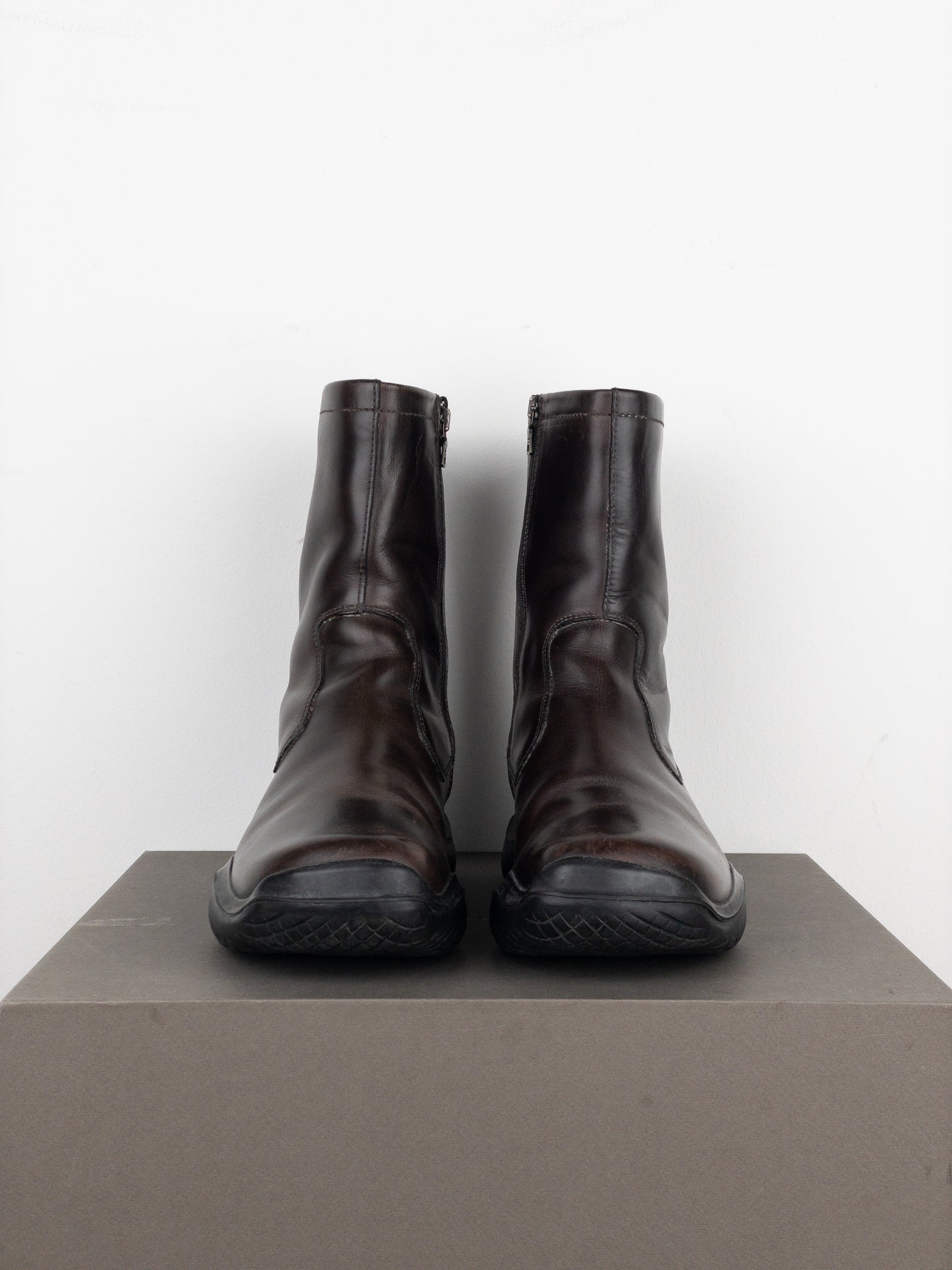 Prada AW99 Square-Toe Vibram Ankle Biker Boots