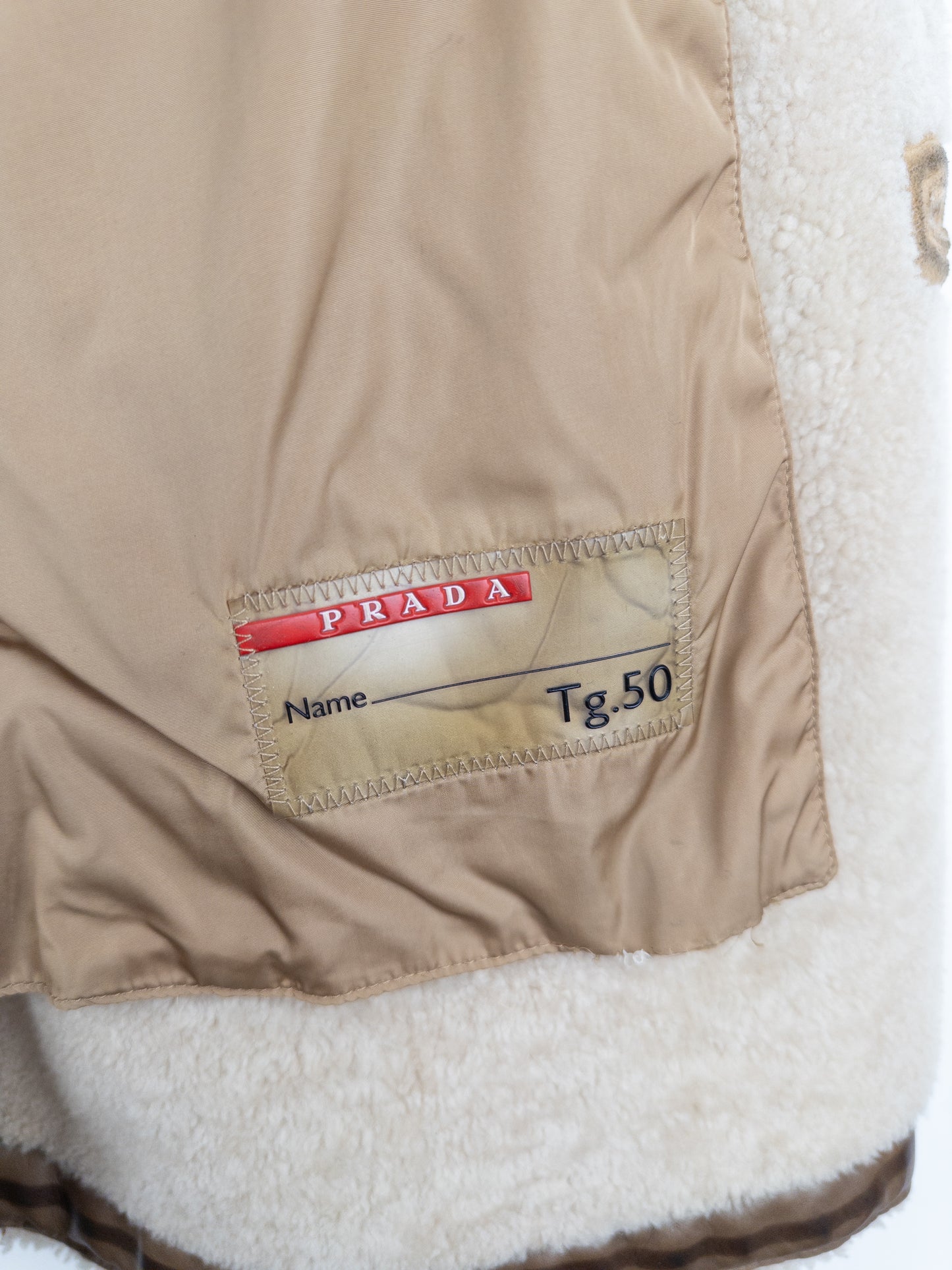 Prada AW05 Double Breasted Shearling Leather Pea Coat