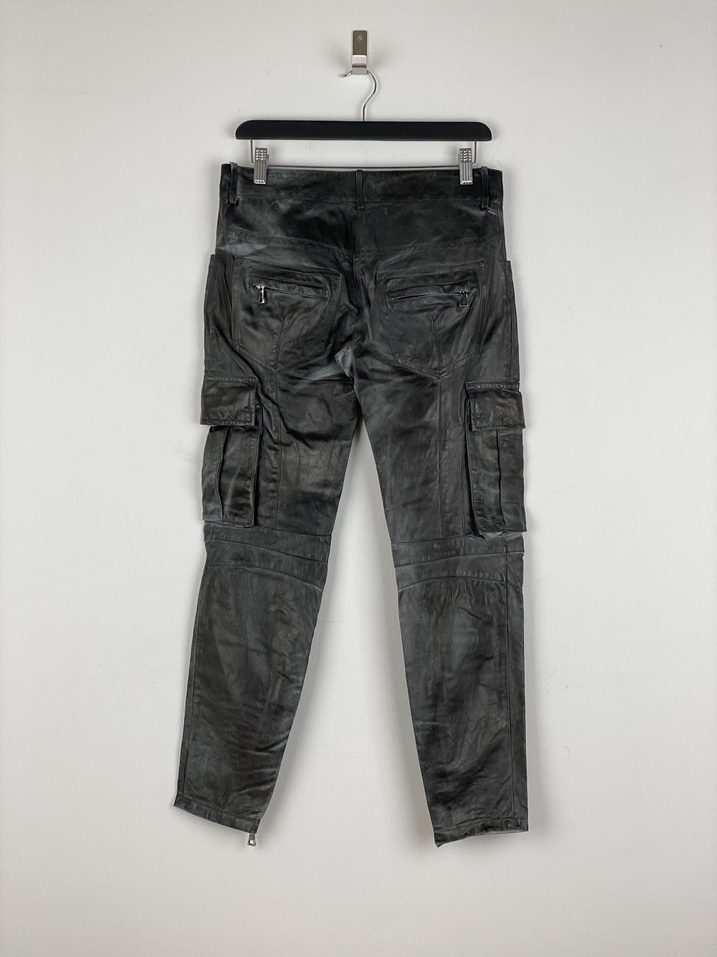 Balmain Decarnin Leather Cargo Biker Pants