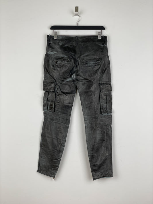 Balmain Decarnin Leather Cargo Biker Pants