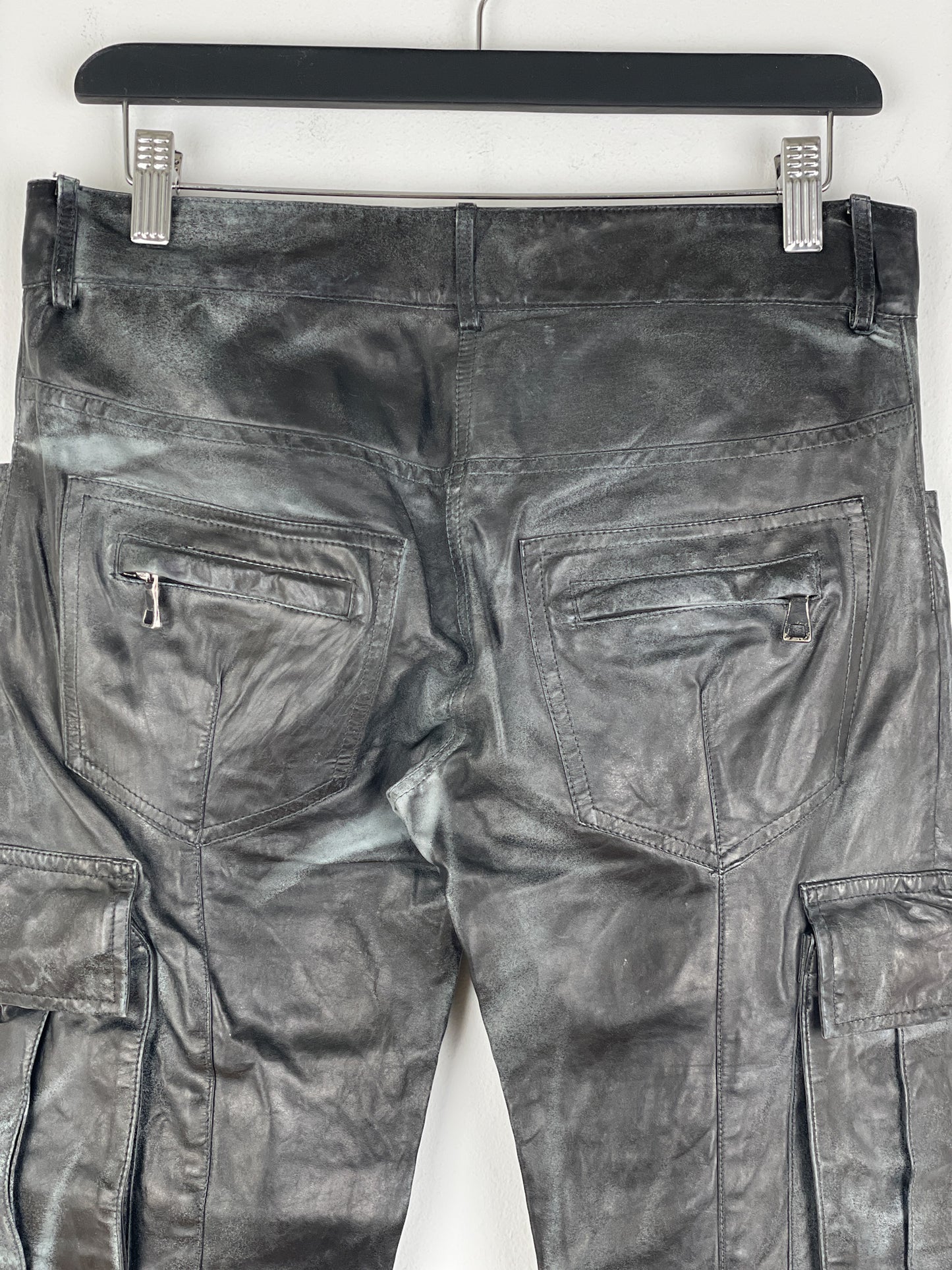 Balmain Decarnin Leather Cargo Biker Pants