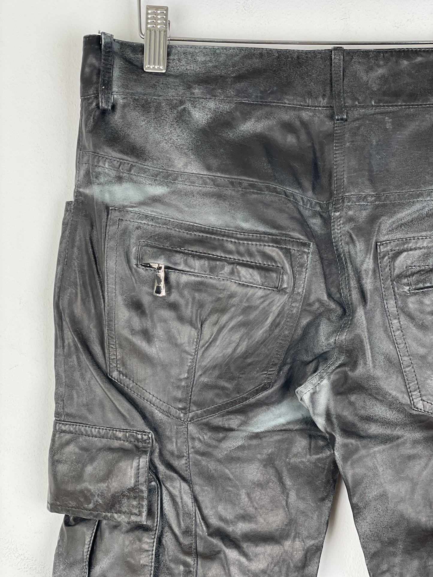 Balmain Decarnin Leather Cargo Biker Pants