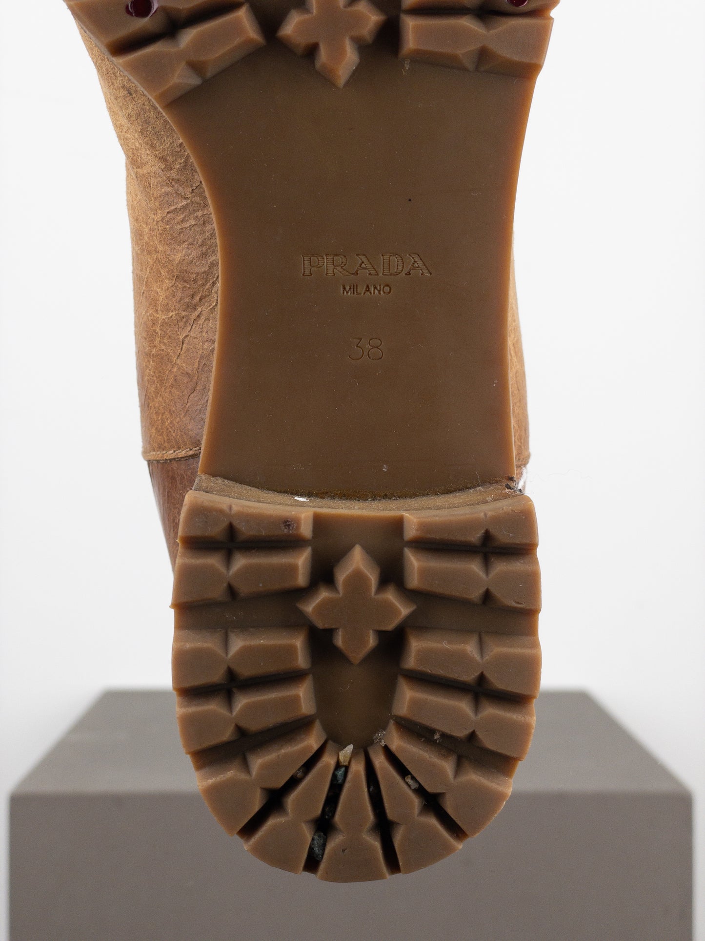 Prada AW11 Knee-High Shearling Paint Biker Moto Boots