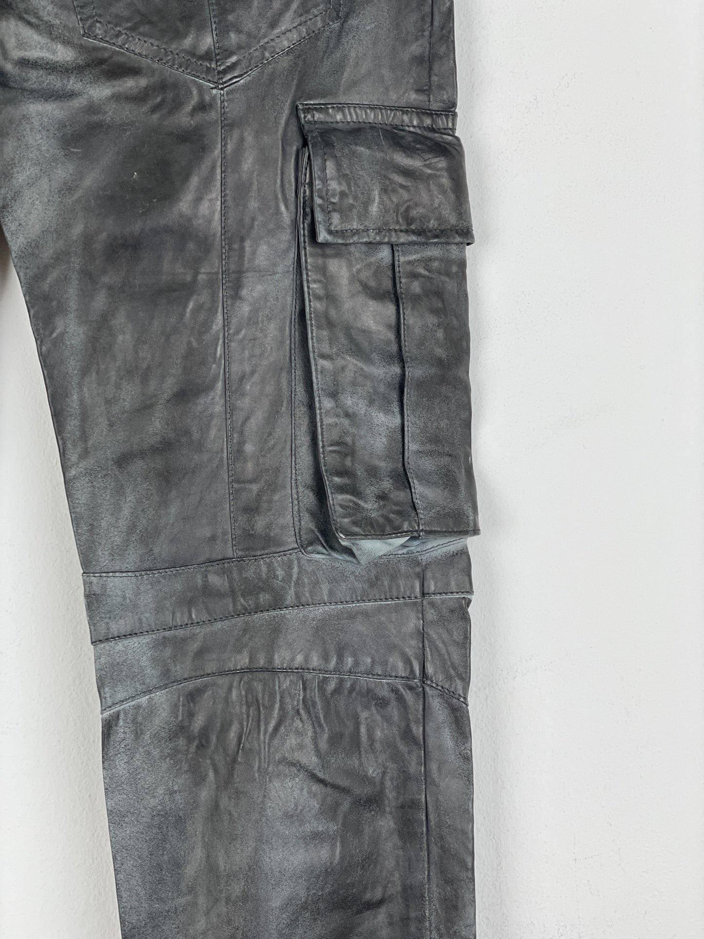 Balmain Decarnin Leather Cargo Biker Pants