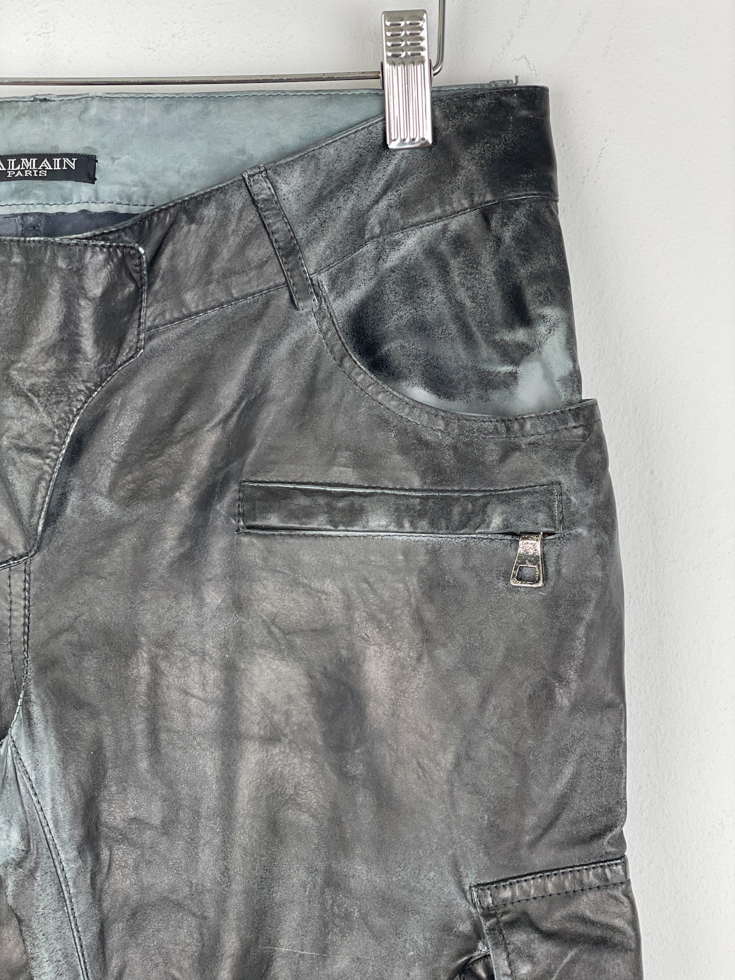 Balmain Decarnin Leather Cargo Biker Pants