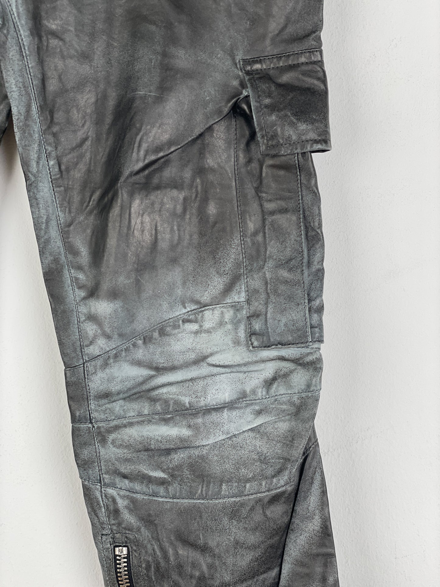 Balmain Decarnin Leather Cargo Biker Pants