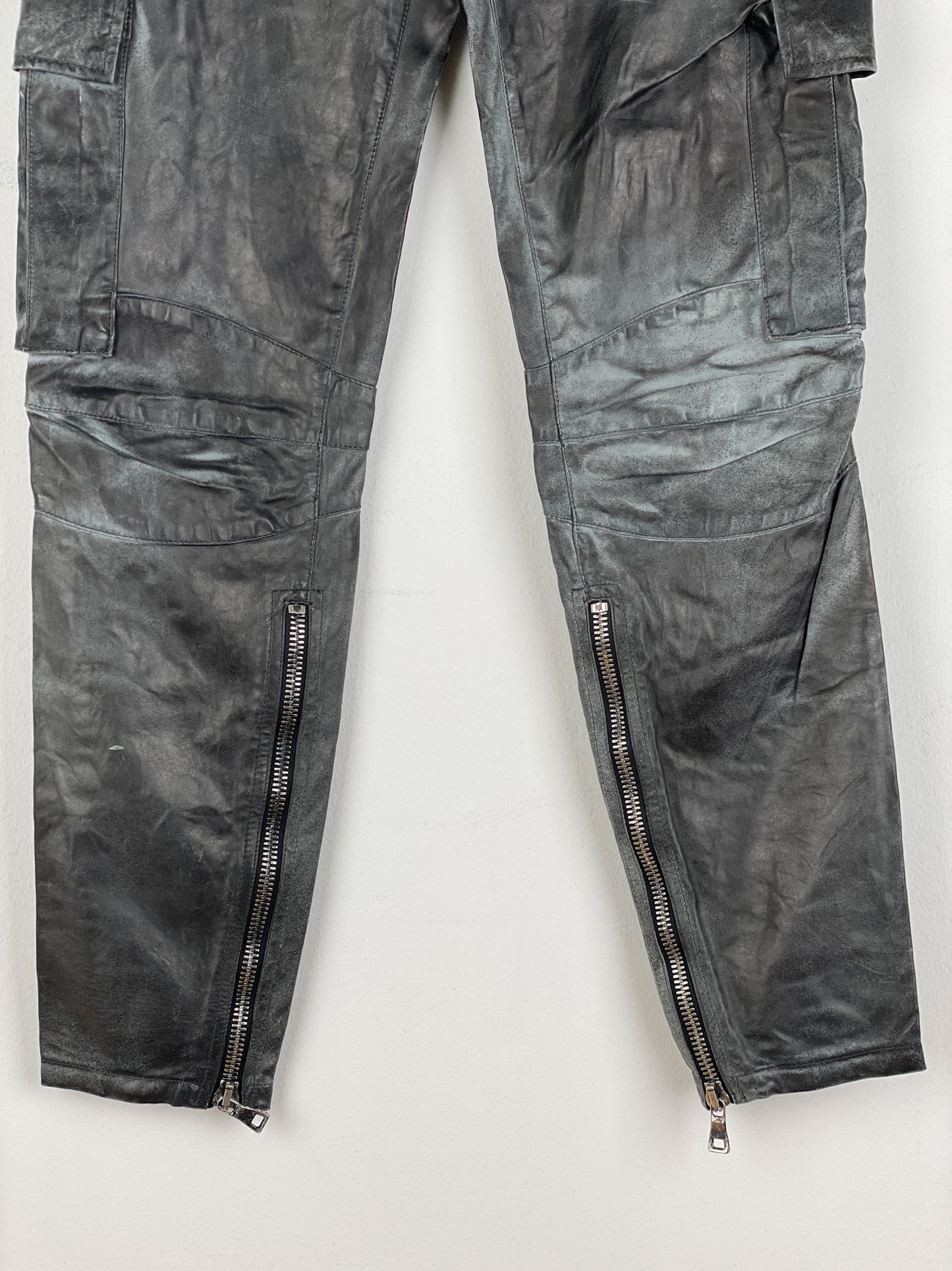 Balmain Decarnin Leather Cargo Biker Pants