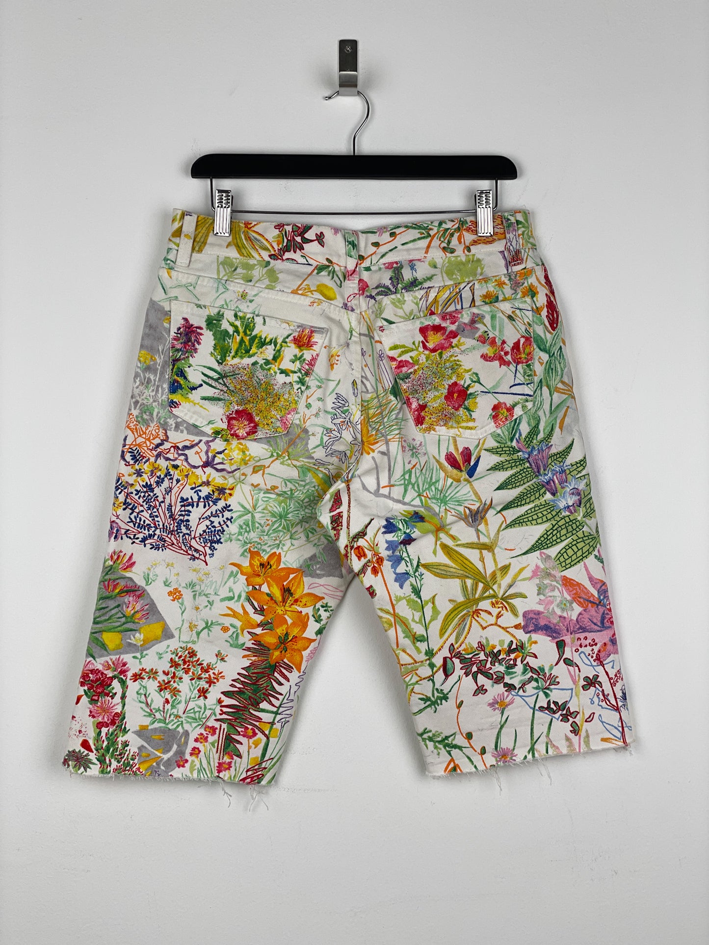 Helmut Lang SS05 Swiss Floral Print Denim Shorts