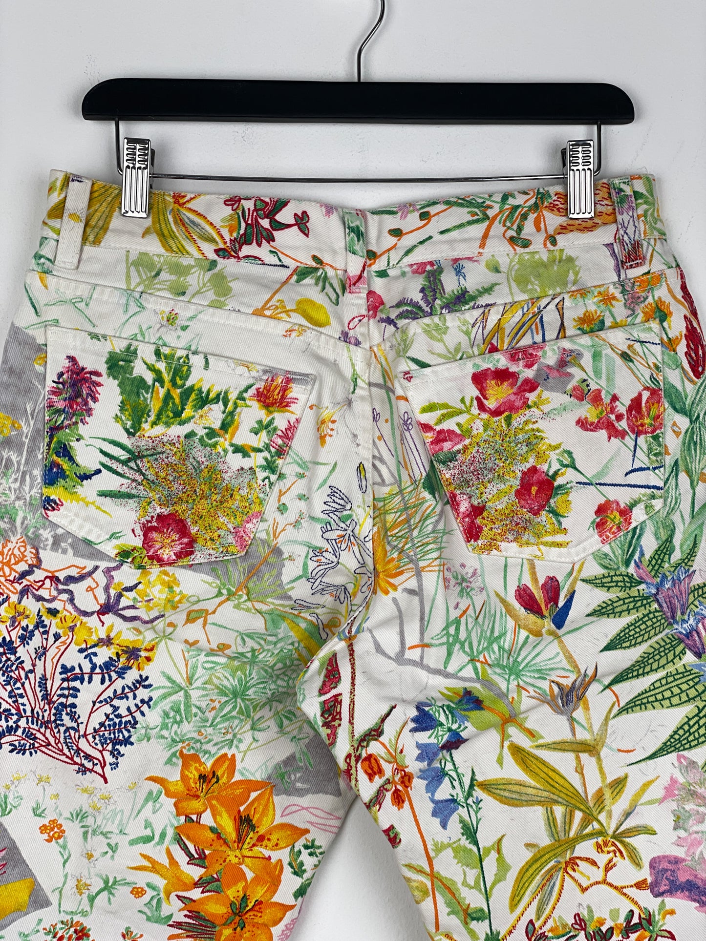 Helmut Lang SS05 Swiss Floral Print Denim Shorts