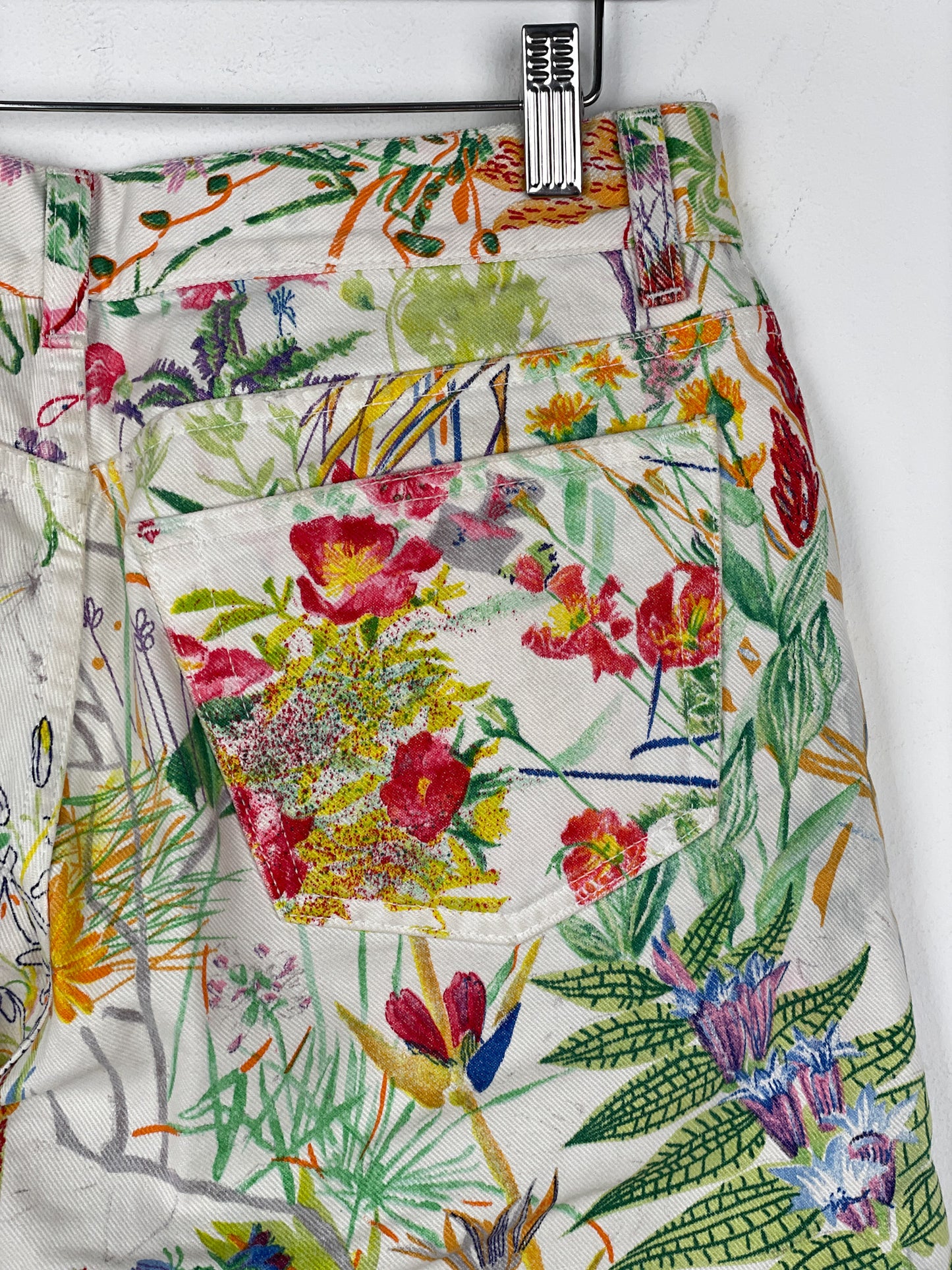 Helmut Lang SS05 Swiss Floral Print Denim Shorts