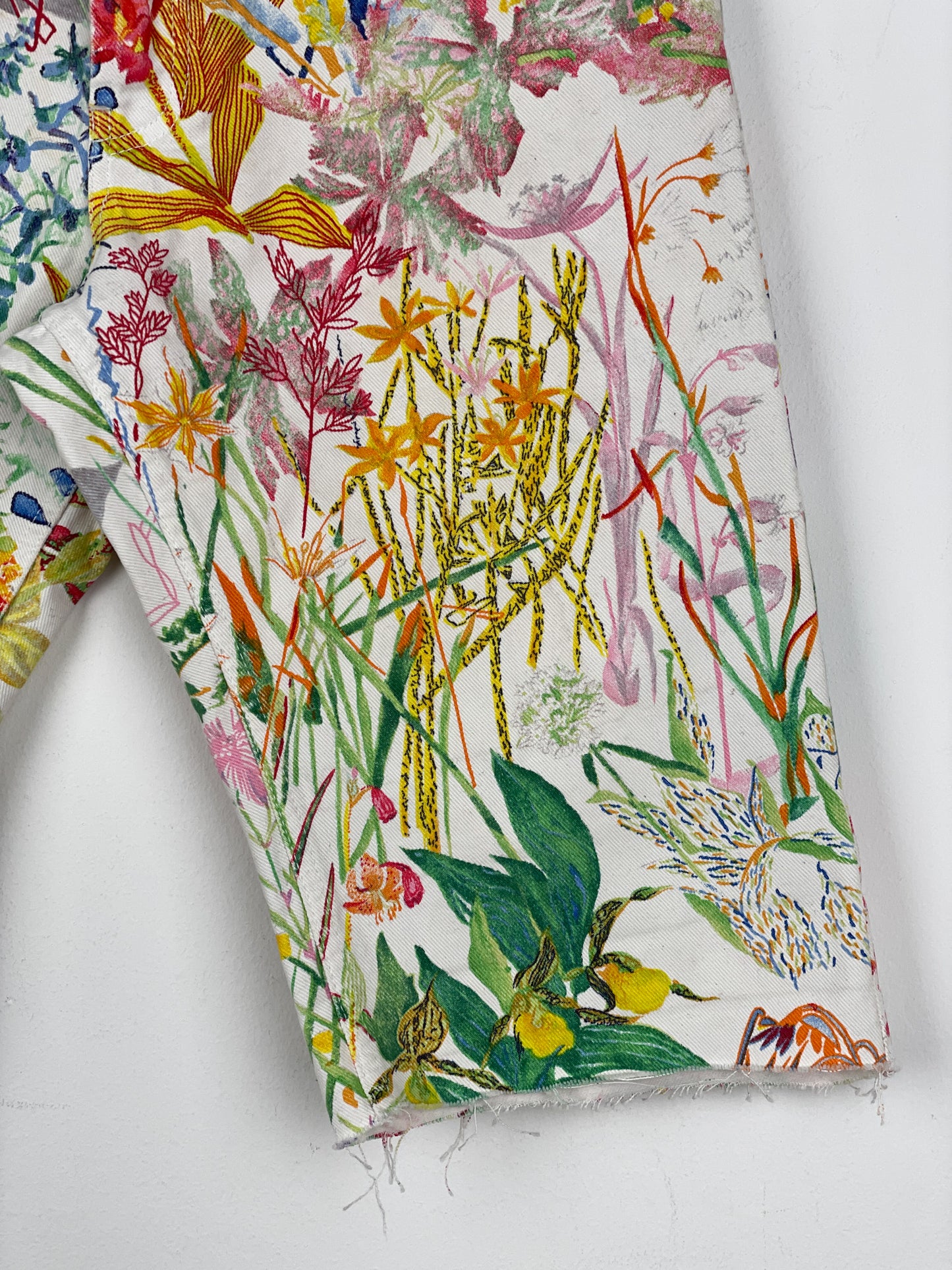 Helmut Lang SS05 Swiss Floral Print Denim Shorts