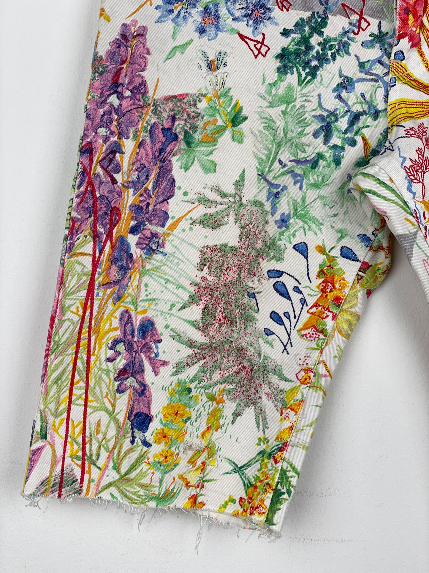 Helmut Lang SS05 Swiss Floral Print Denim Shorts